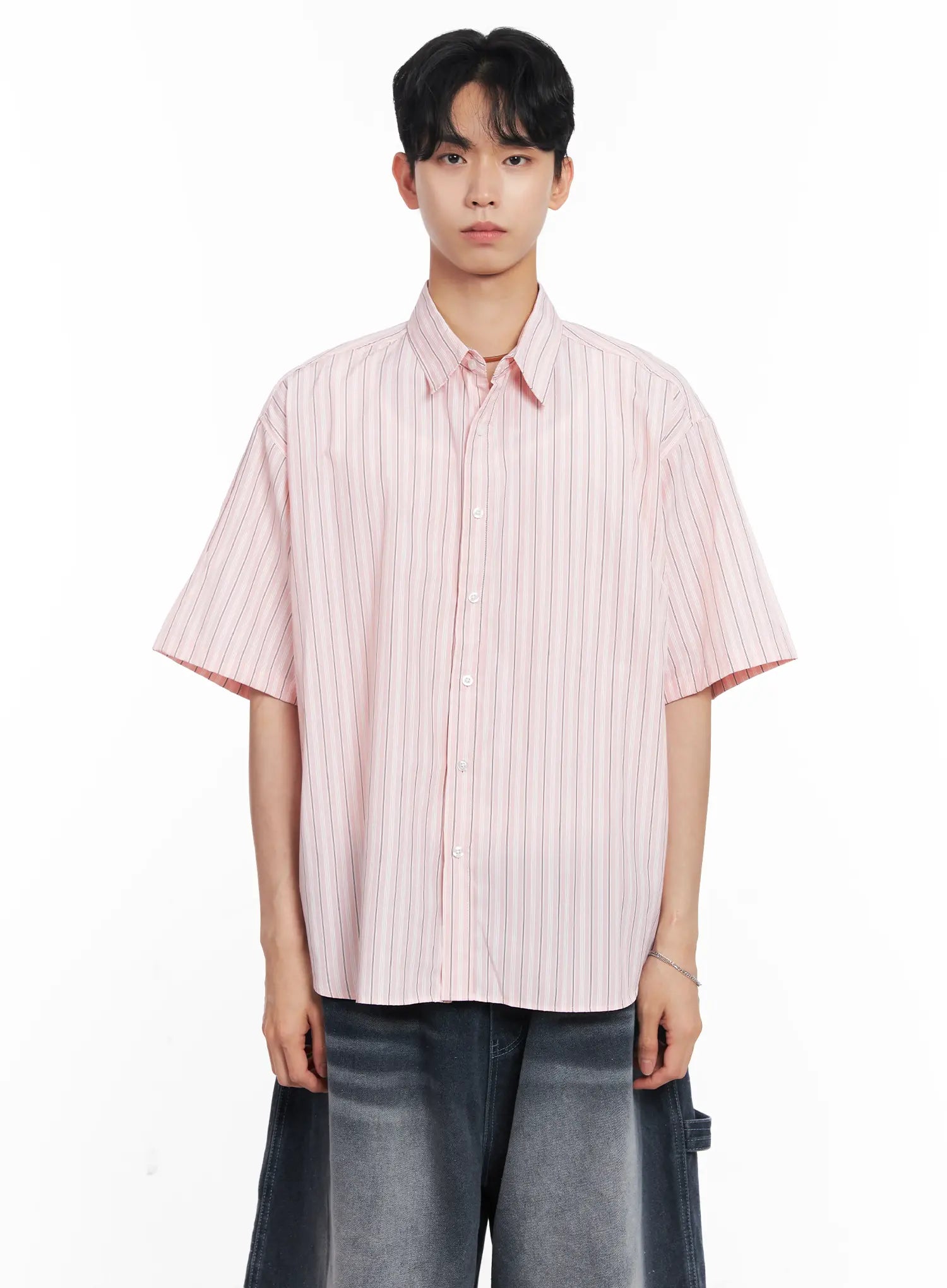 Men's Striped Button-Up Shirt IL504