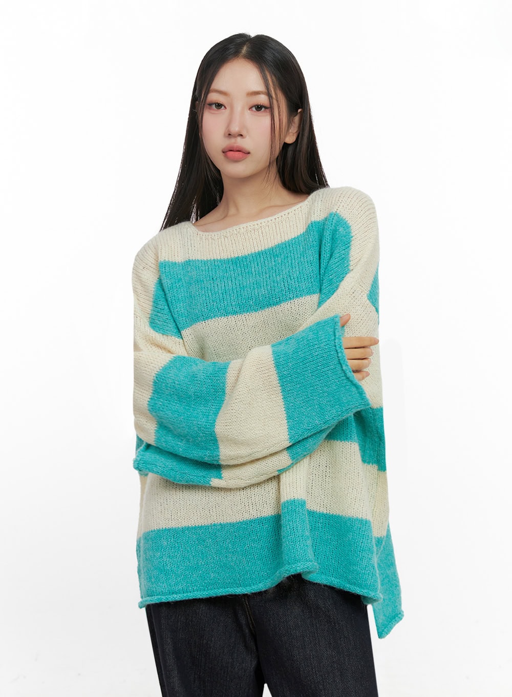 Oversize Stripe Wool Sweater IN415