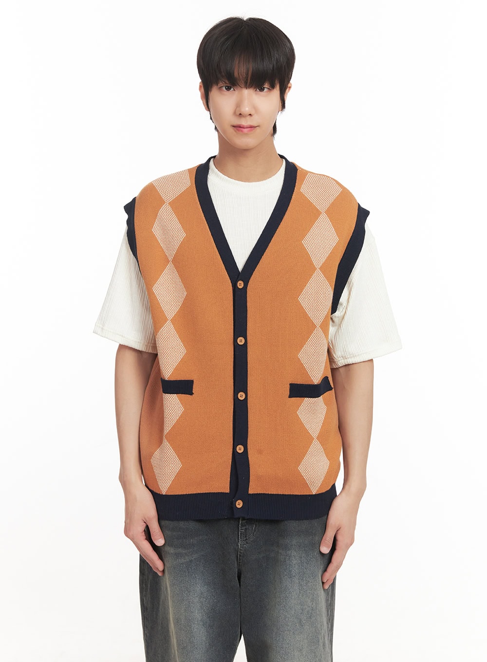 Men's Argyle V-Neck Sweater Vest IA511