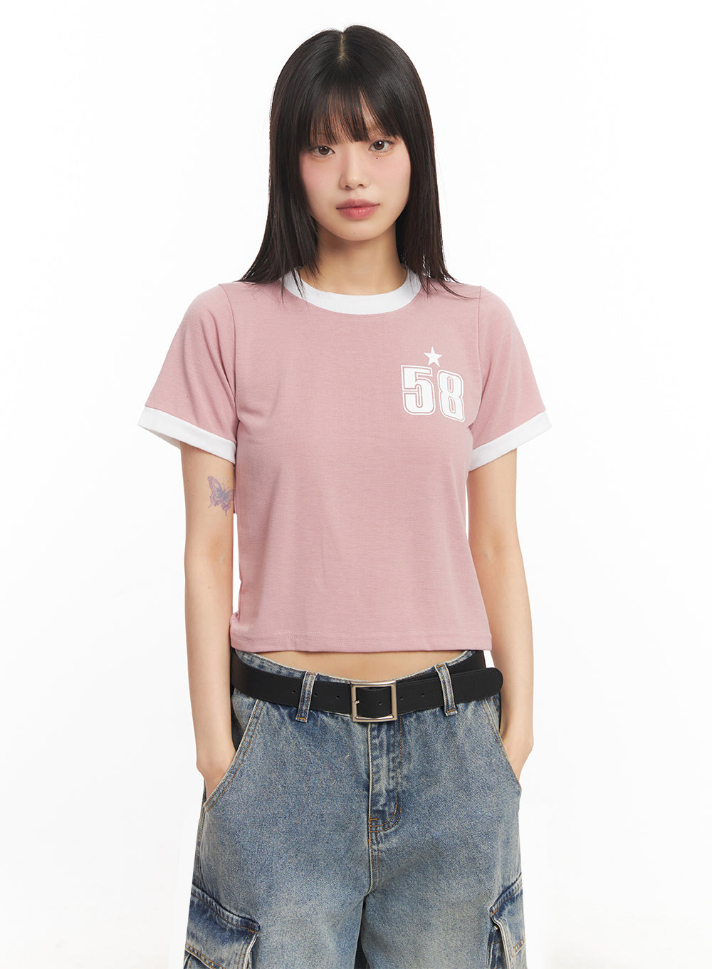 Star Number Graphic Crop Top IY502