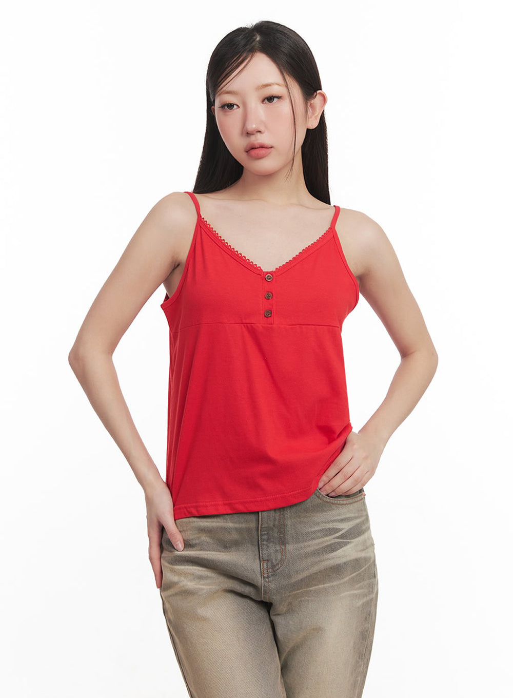 Lace Buttoned Cami Top IM528