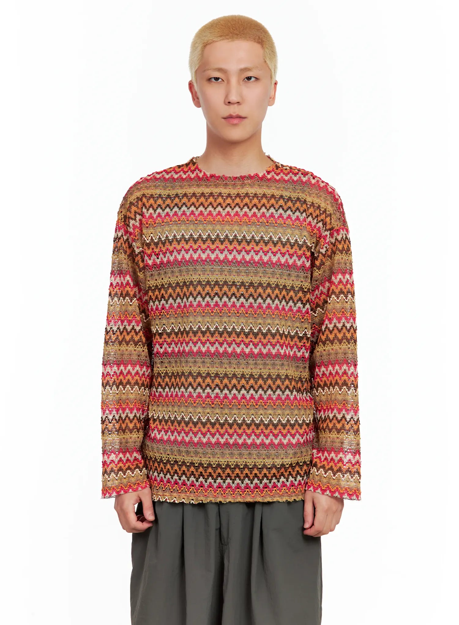 Men's Grunge Mesh Long-Sleeve Tee IL511