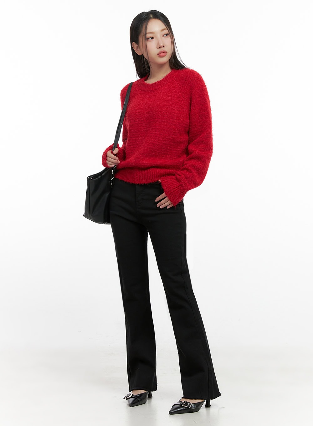 Solid Round Neck Knit Top IN415