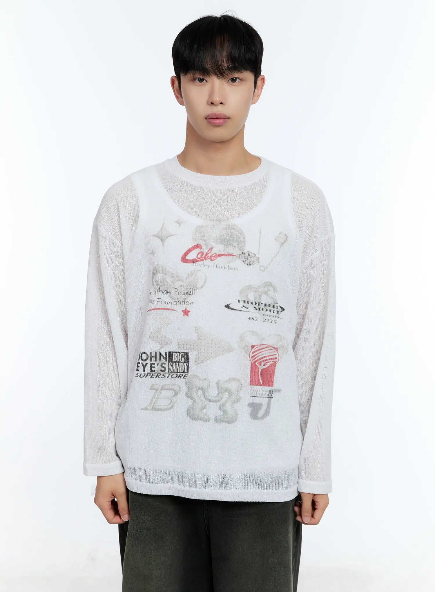 Men's Graphic Linen Long-Sleeve Tee IL515