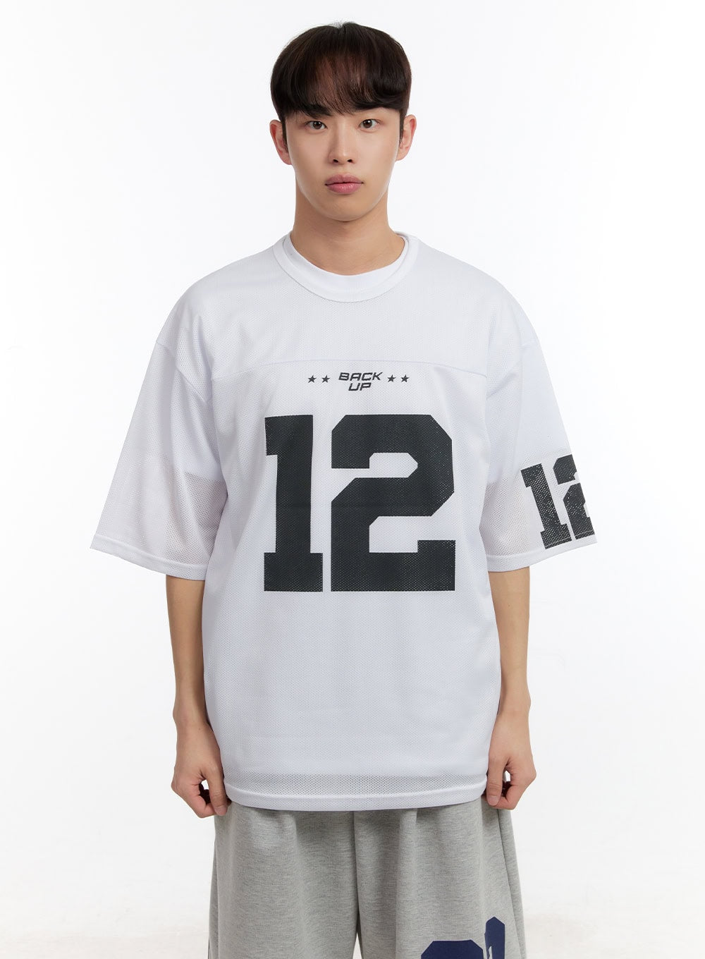 Men's Oversized Graphic Mesh T-Shirt IA504