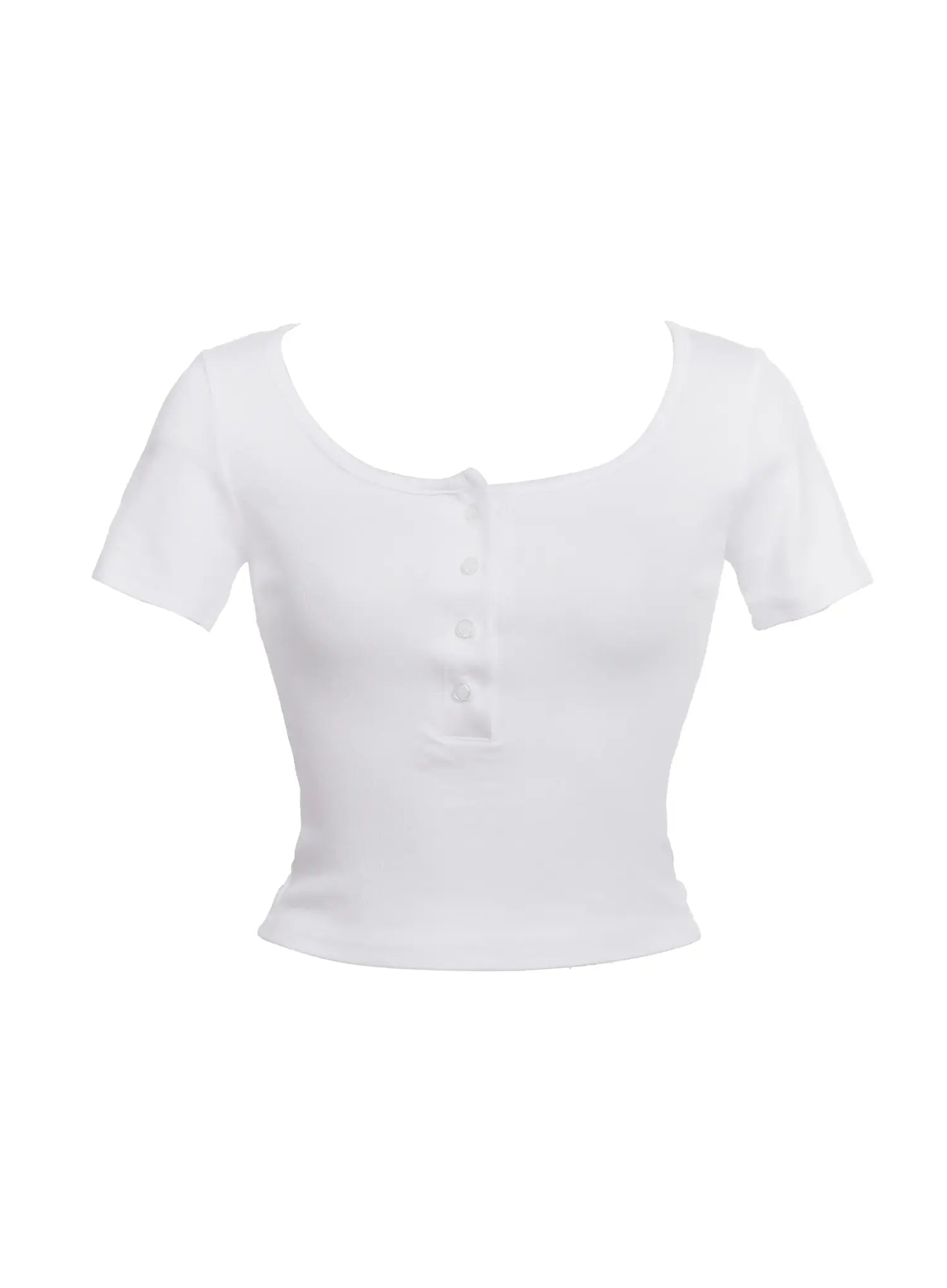 Buttoned Scoop-Neck Crop Top IC503