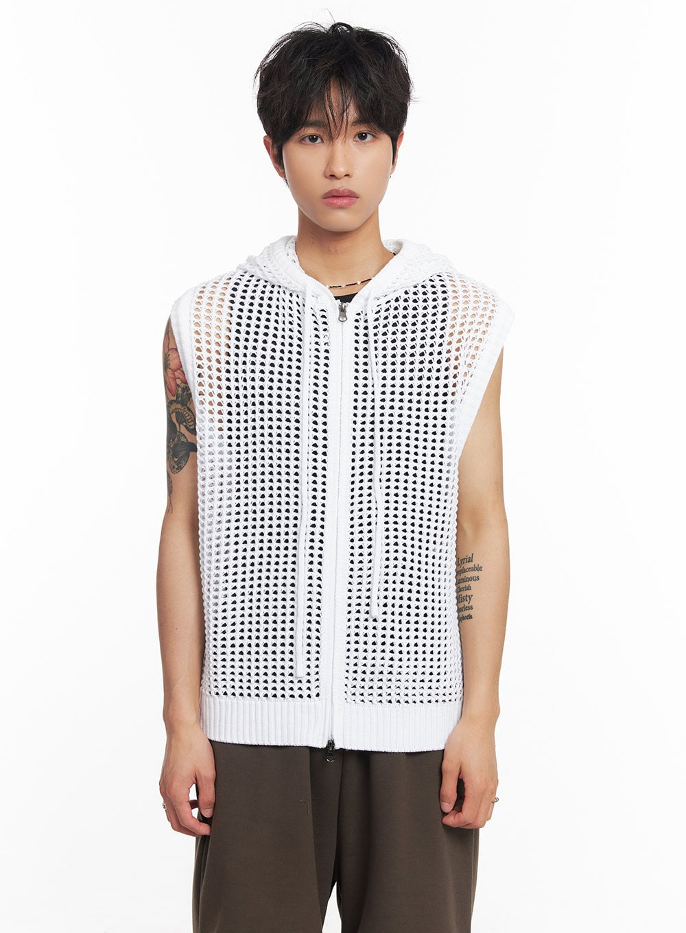 Men's Mesh Zip-Up Hooded Vest IY508