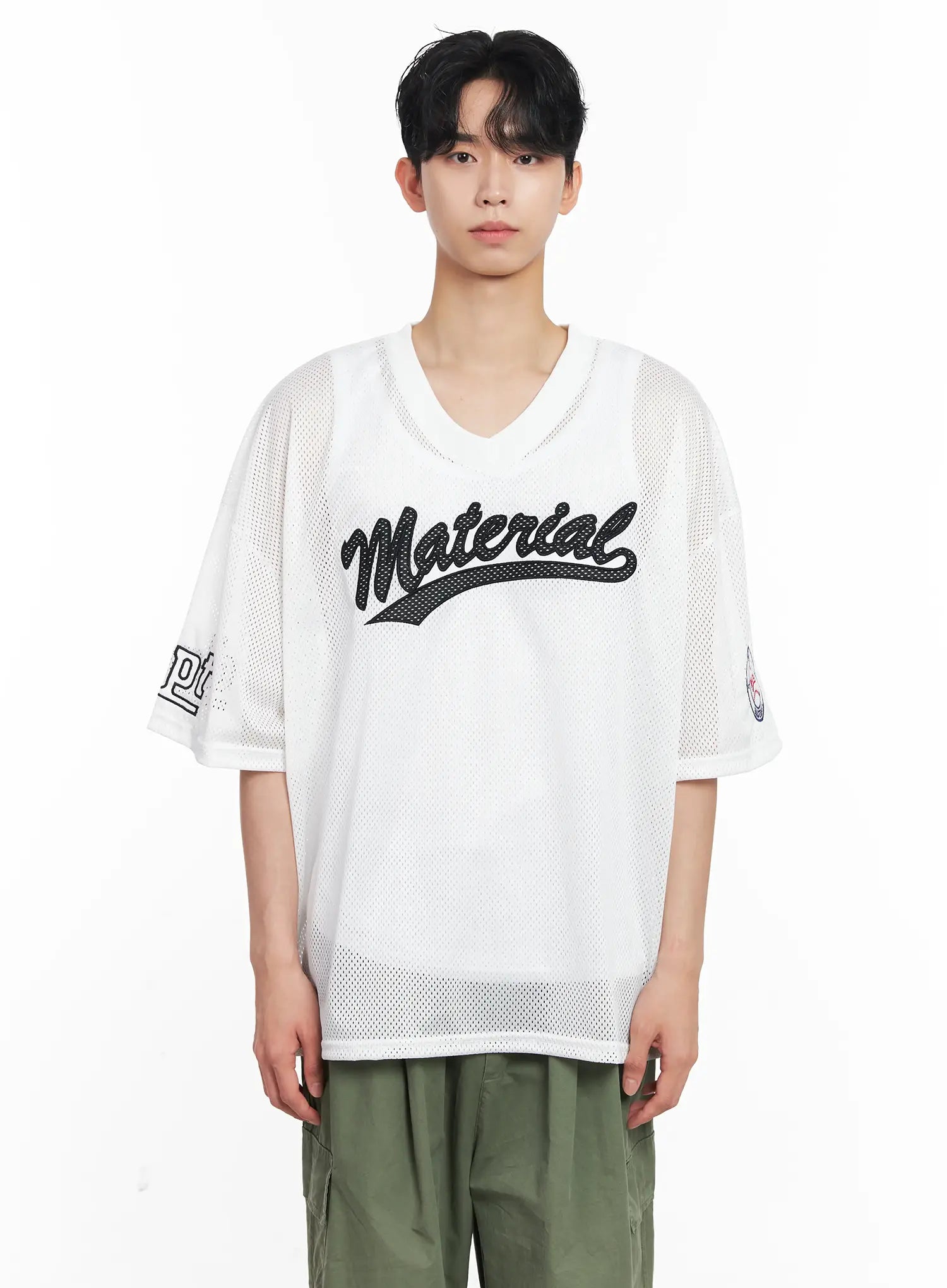 Men's Embroidered Mesh Graphic Tee IU526