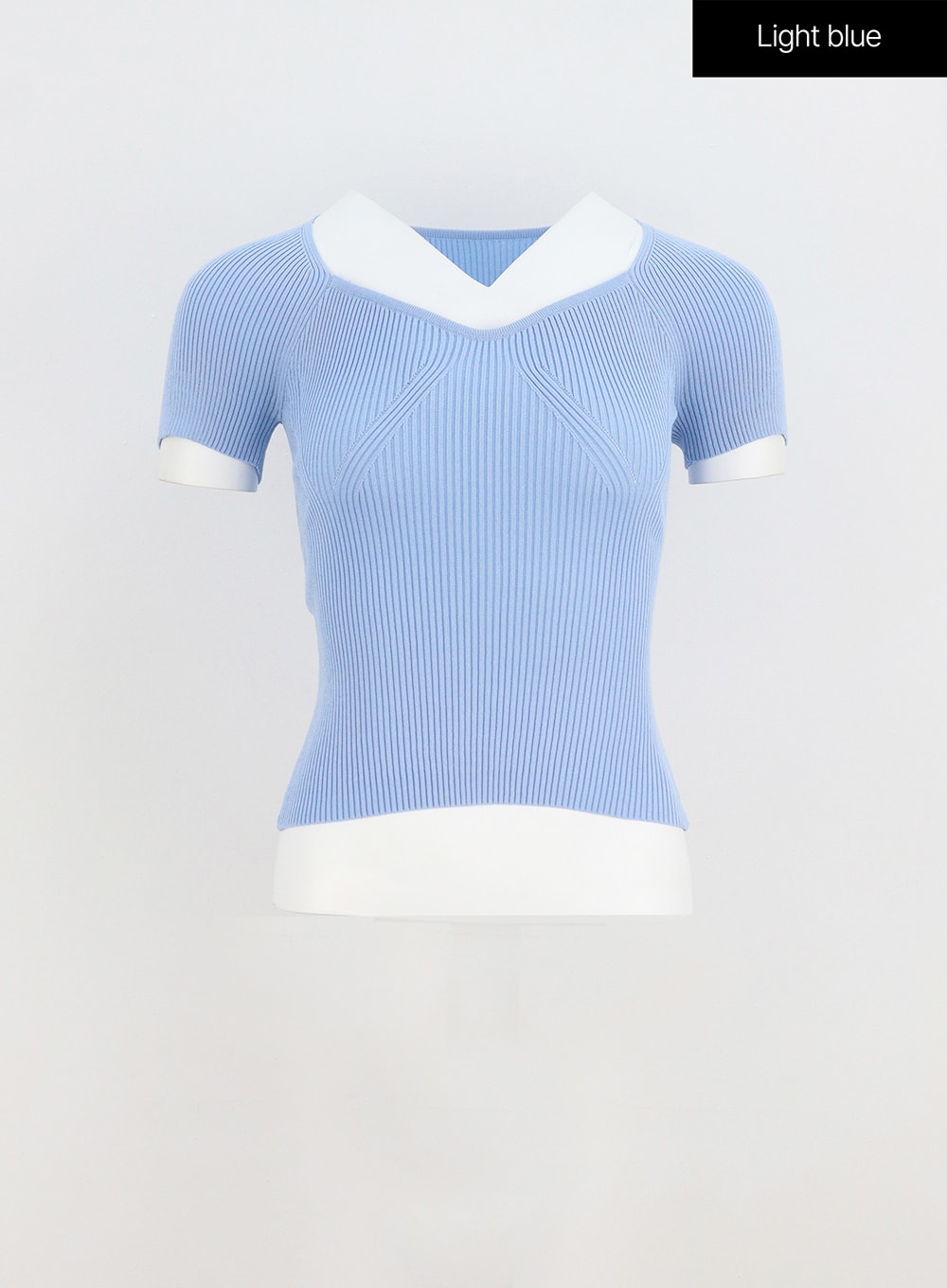 Heart Neck Ribbed Tee IY331