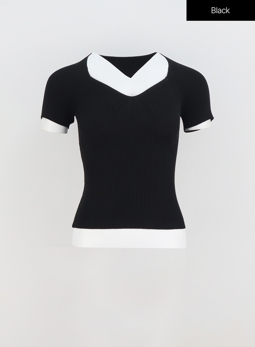 Heart Neck Ribbed Tee IY331