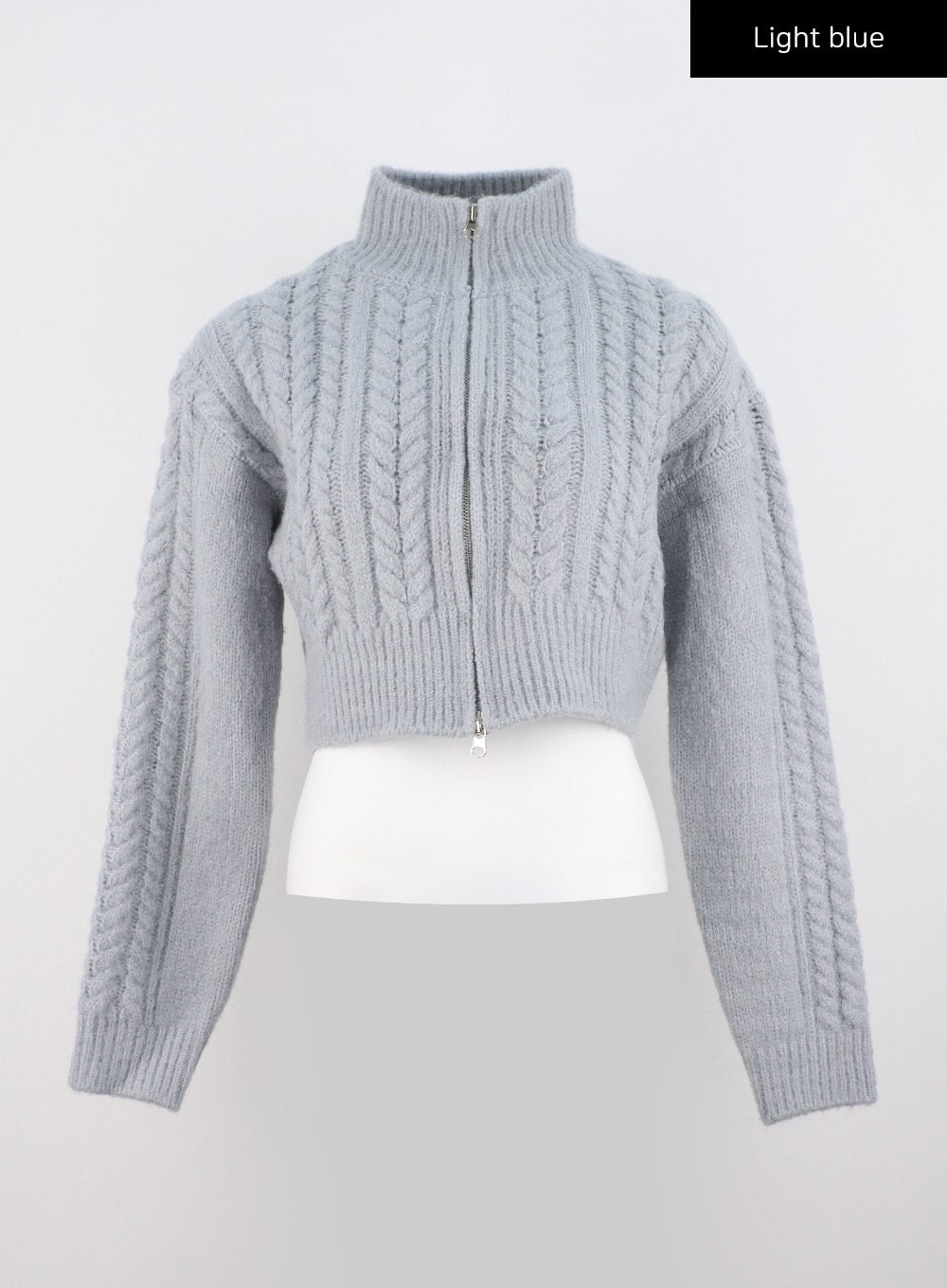 Cable Knit Zip-Up Sweater IS311