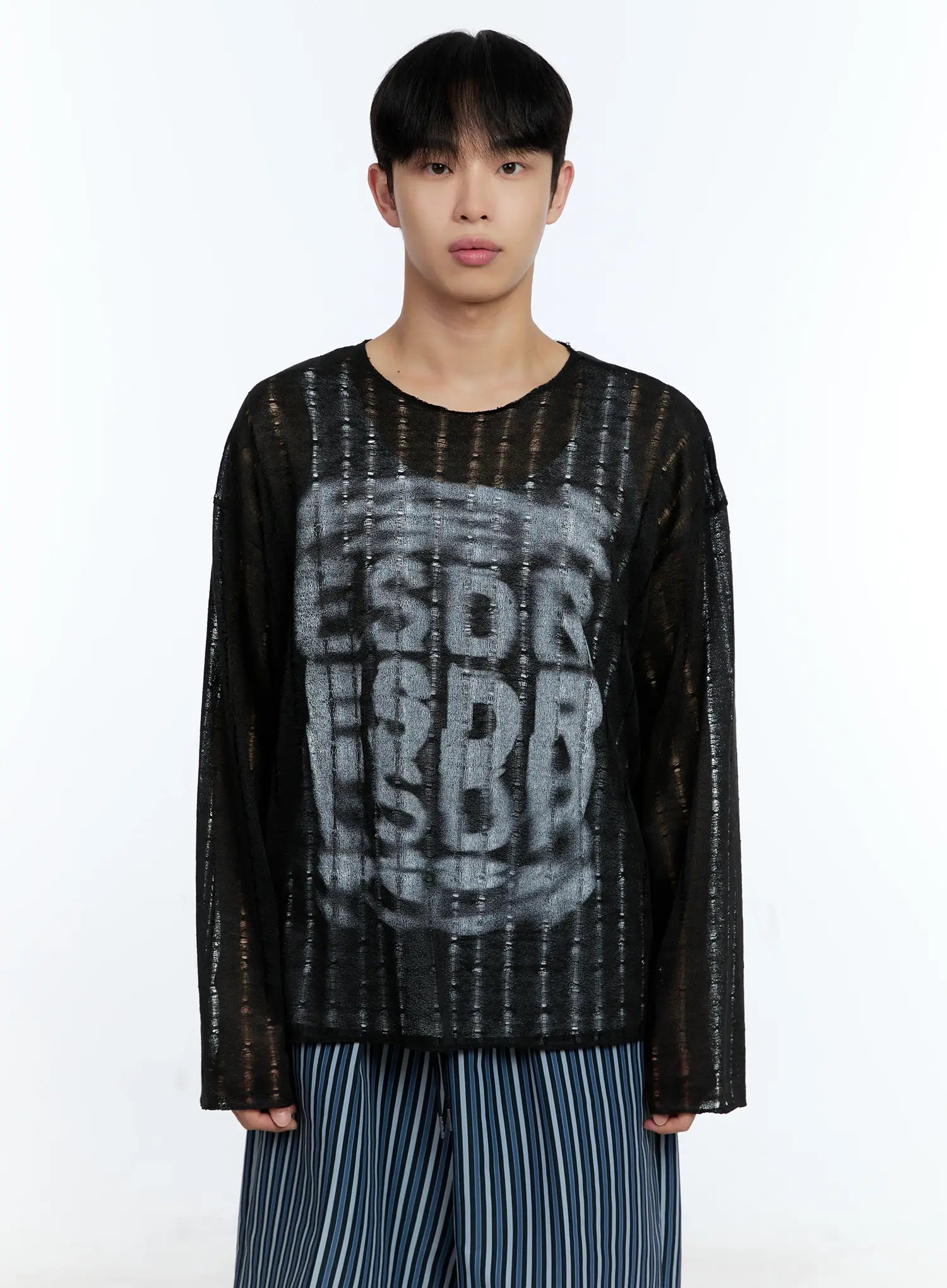 Men's Grunge Oversized Open Knit Sweater IG515