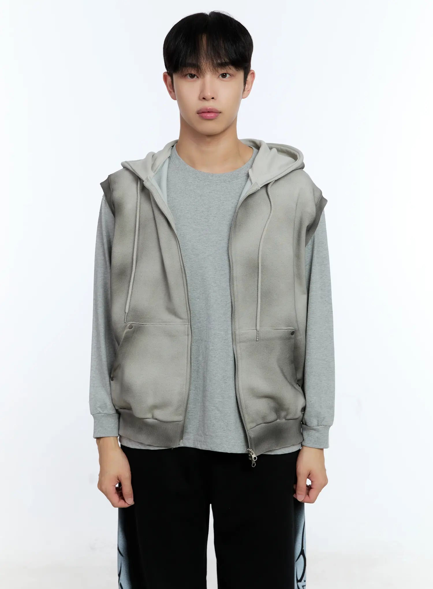 Men's Grunge Tie-Dye Sleeveless Hoodie IG515