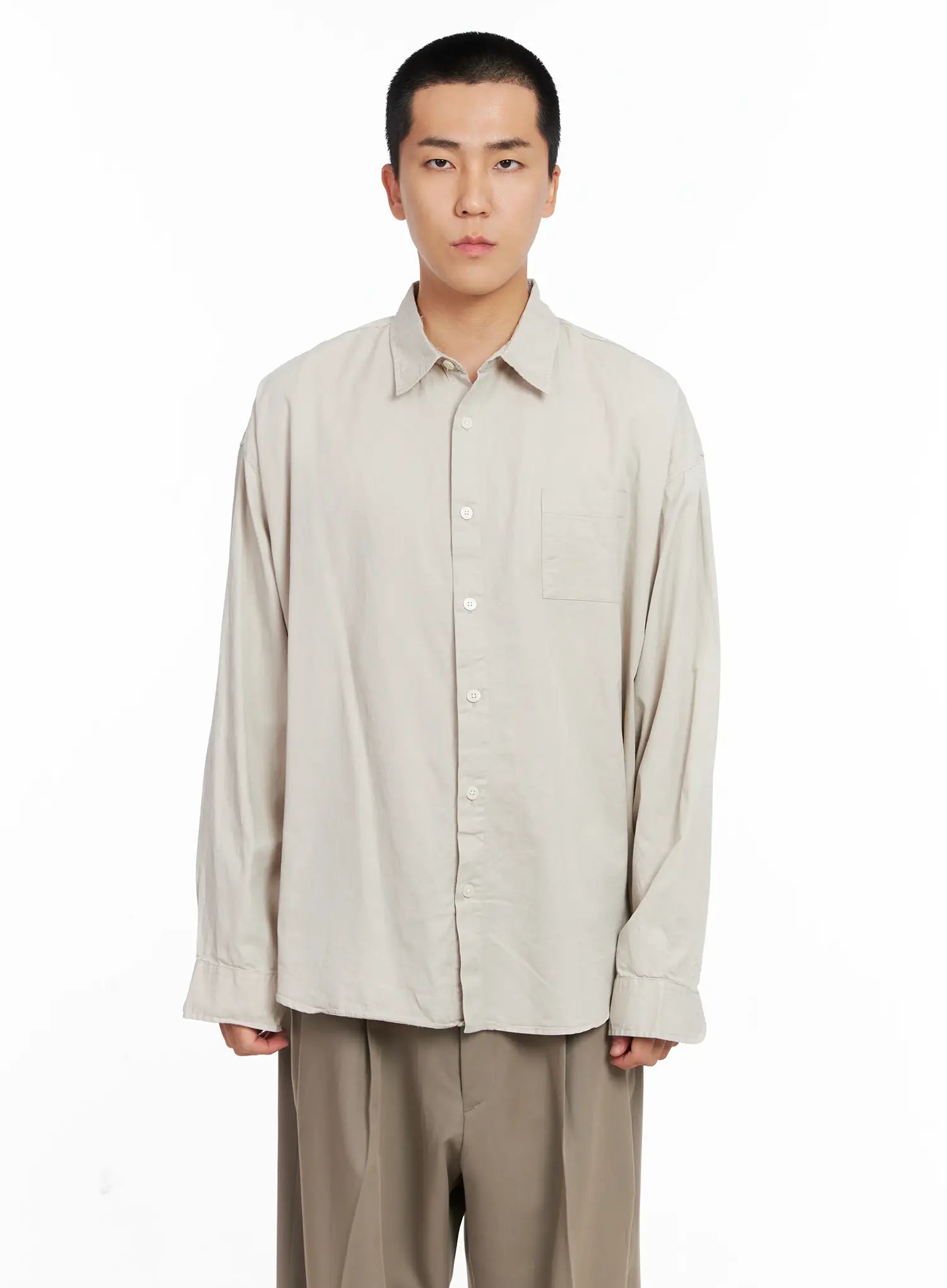 Men's Classic White Button-Up Shirt IS502