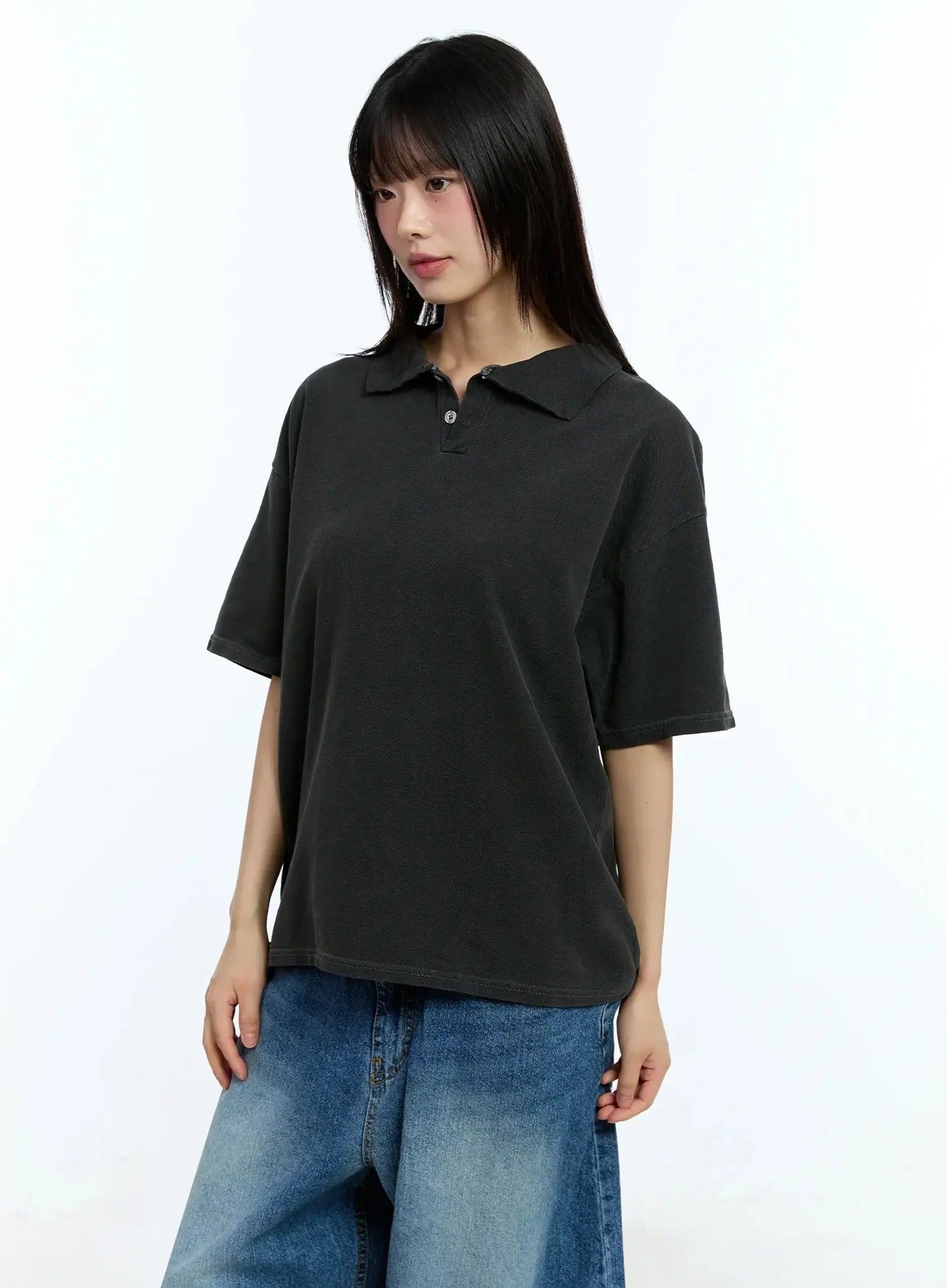 Oversized Short-Sleeve Polo Shirt IU523
