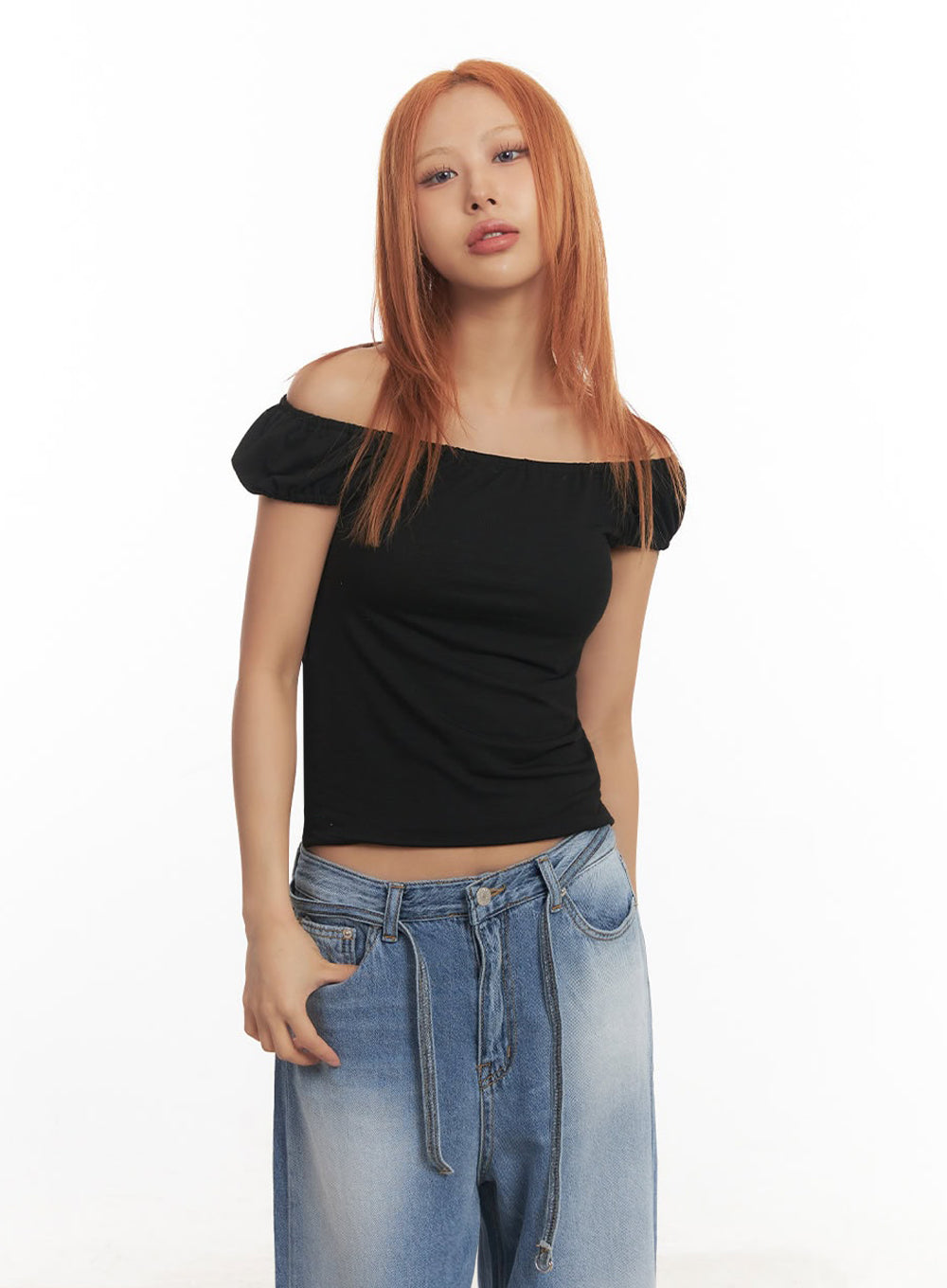 Puff Sleeve Off-Shoulder Top IA515