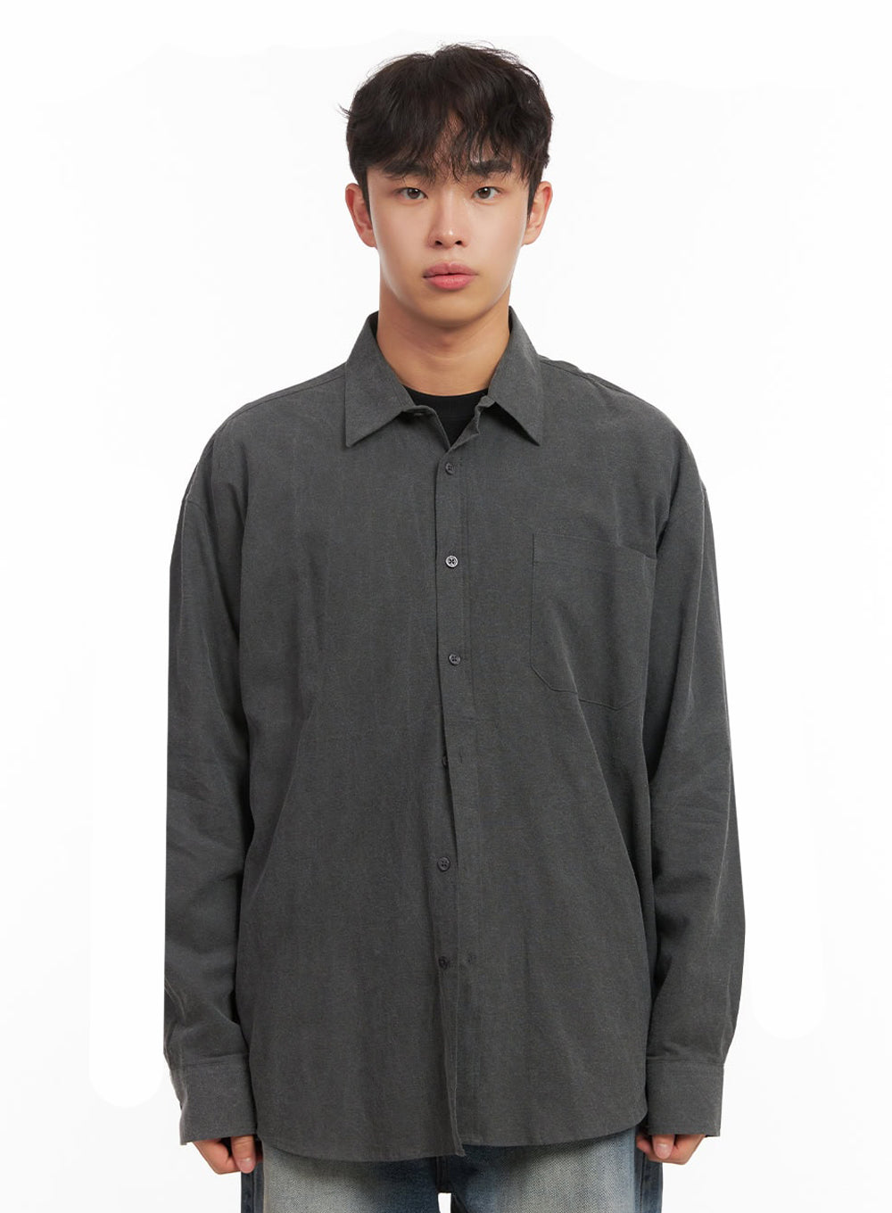 Men's Washed Oversized Collar Shirt ID427