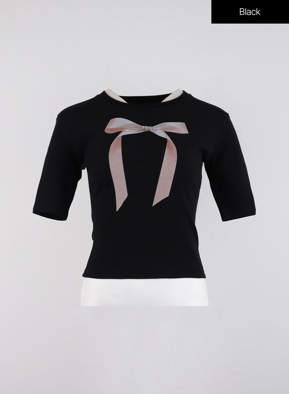 Ribbon Slip Crop T-shirt ID313