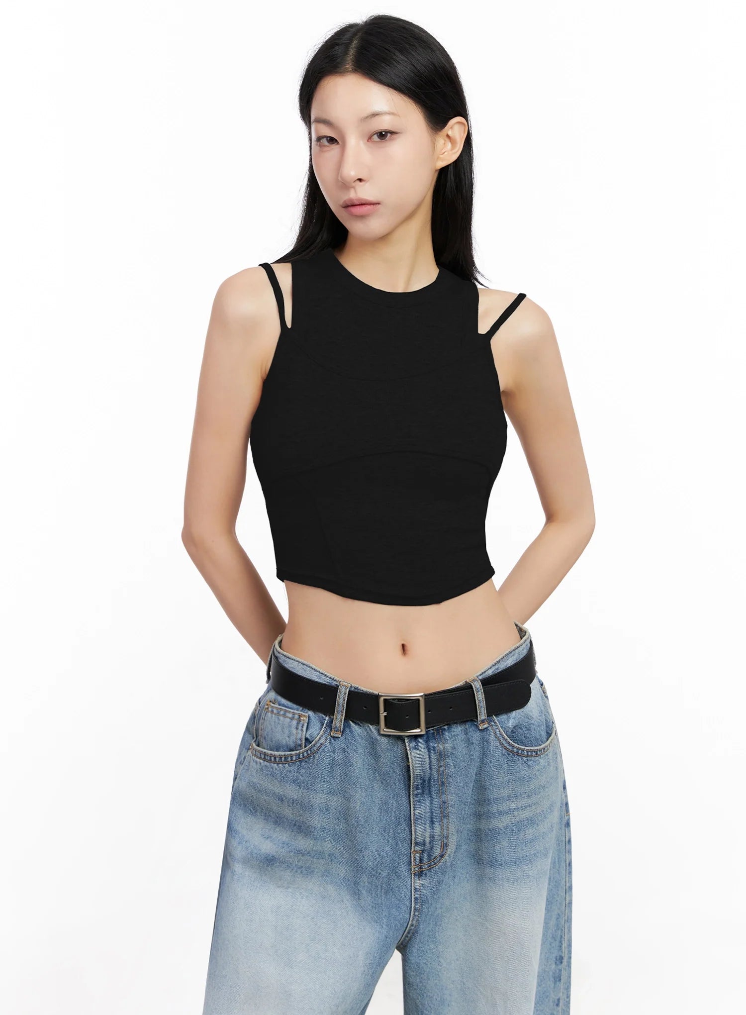 Double Strap Sleeveless Crop Top IG508