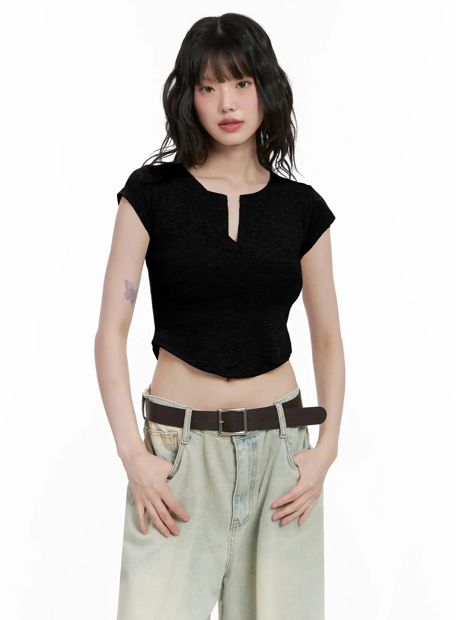 Minimalist V-Neck Crop Top IL531