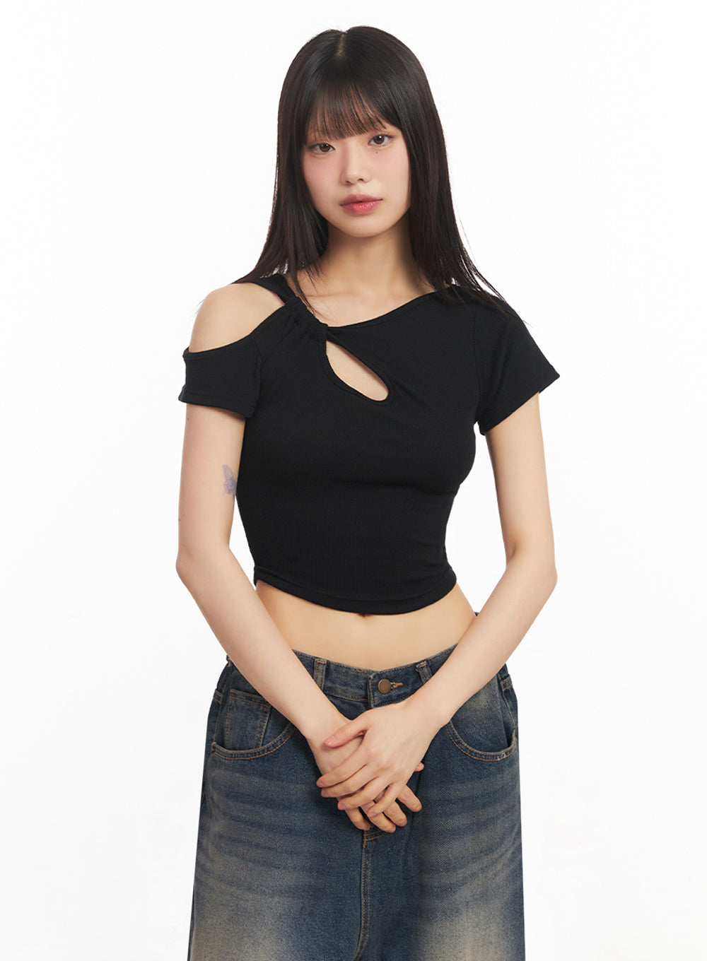 Asymmetric Cut-Out Crop Top IY502