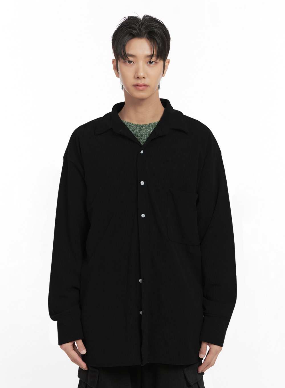 Men's Corduroy Collared Button-Up Shirt ID413