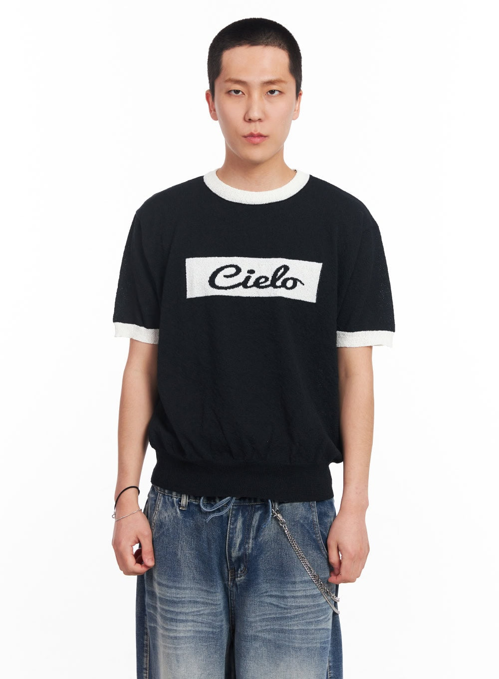 Men's Contrast Knit T-Shirt IU503