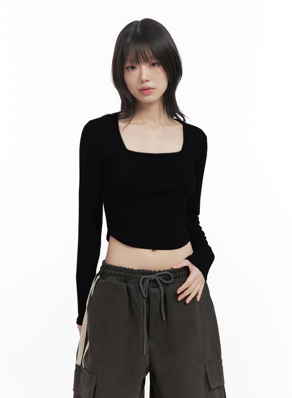 Square Neck Slim-Fit Crop Top ID402