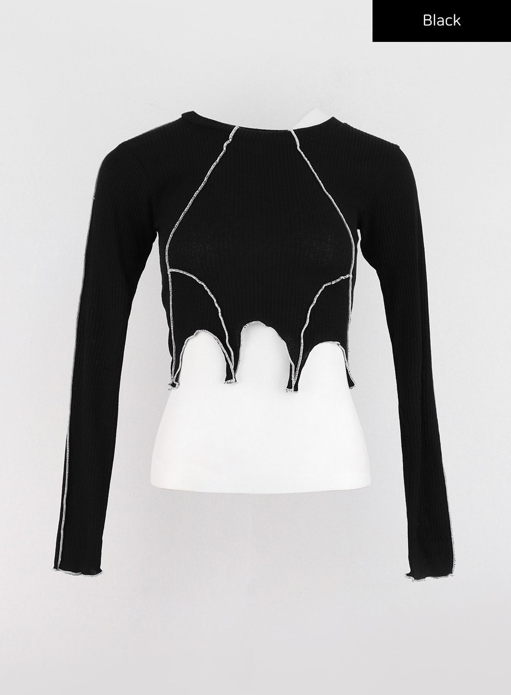 Wavy Hem Ribbed Crop Top IO324