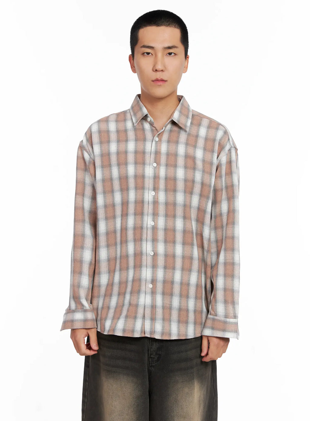 Men's Checkered Button-Up Shirt IS502