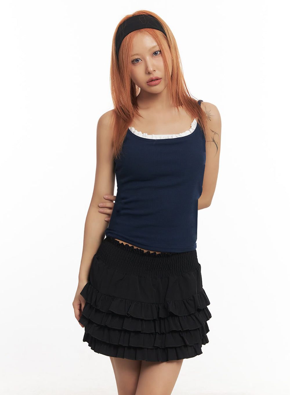 Frill-Trim Square Neck Cami Top IA515