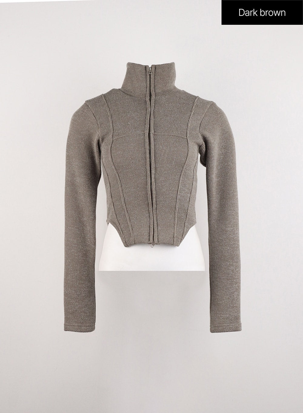 Slim Fit Zip Up Knit Top ID306