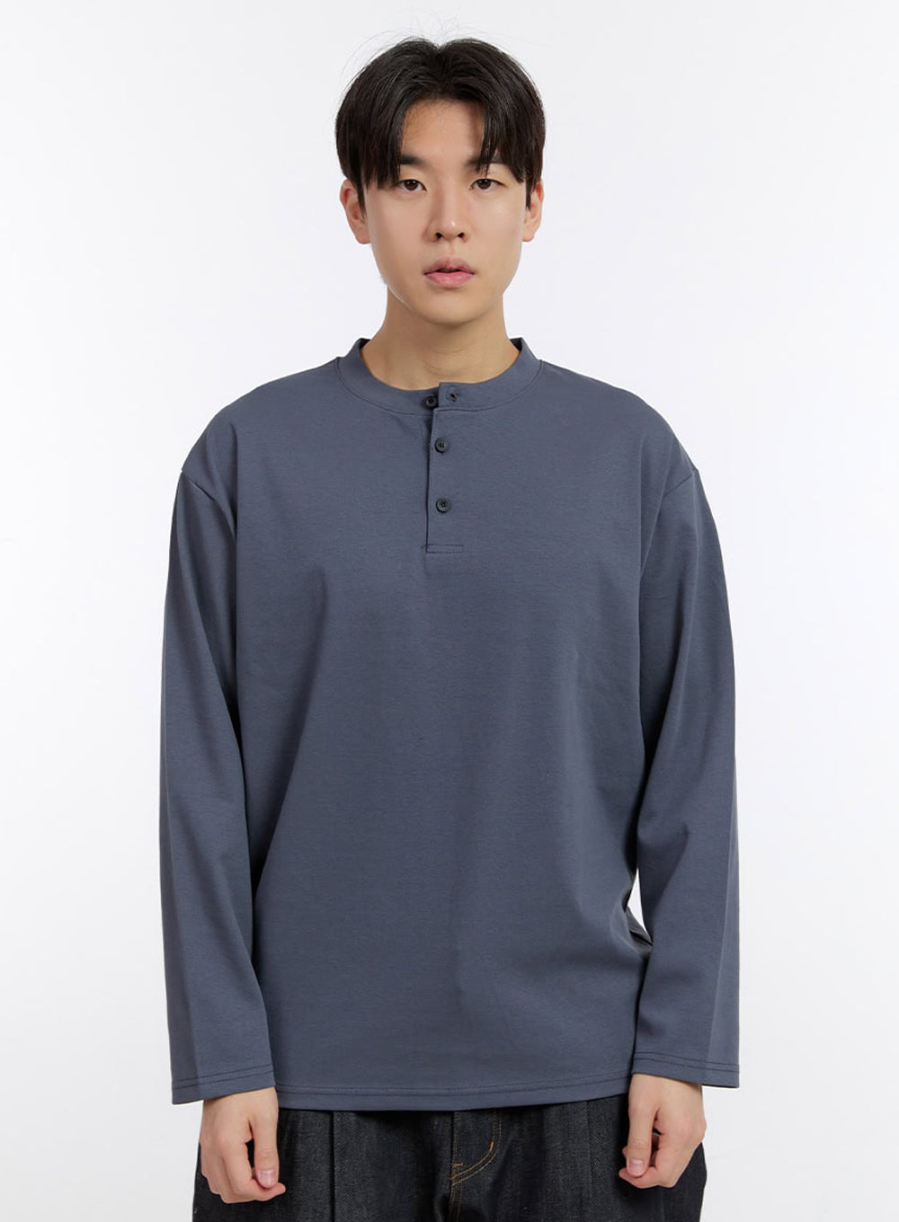 Men's Half-Buttoned Long-Sleeve T-Shirt IF528