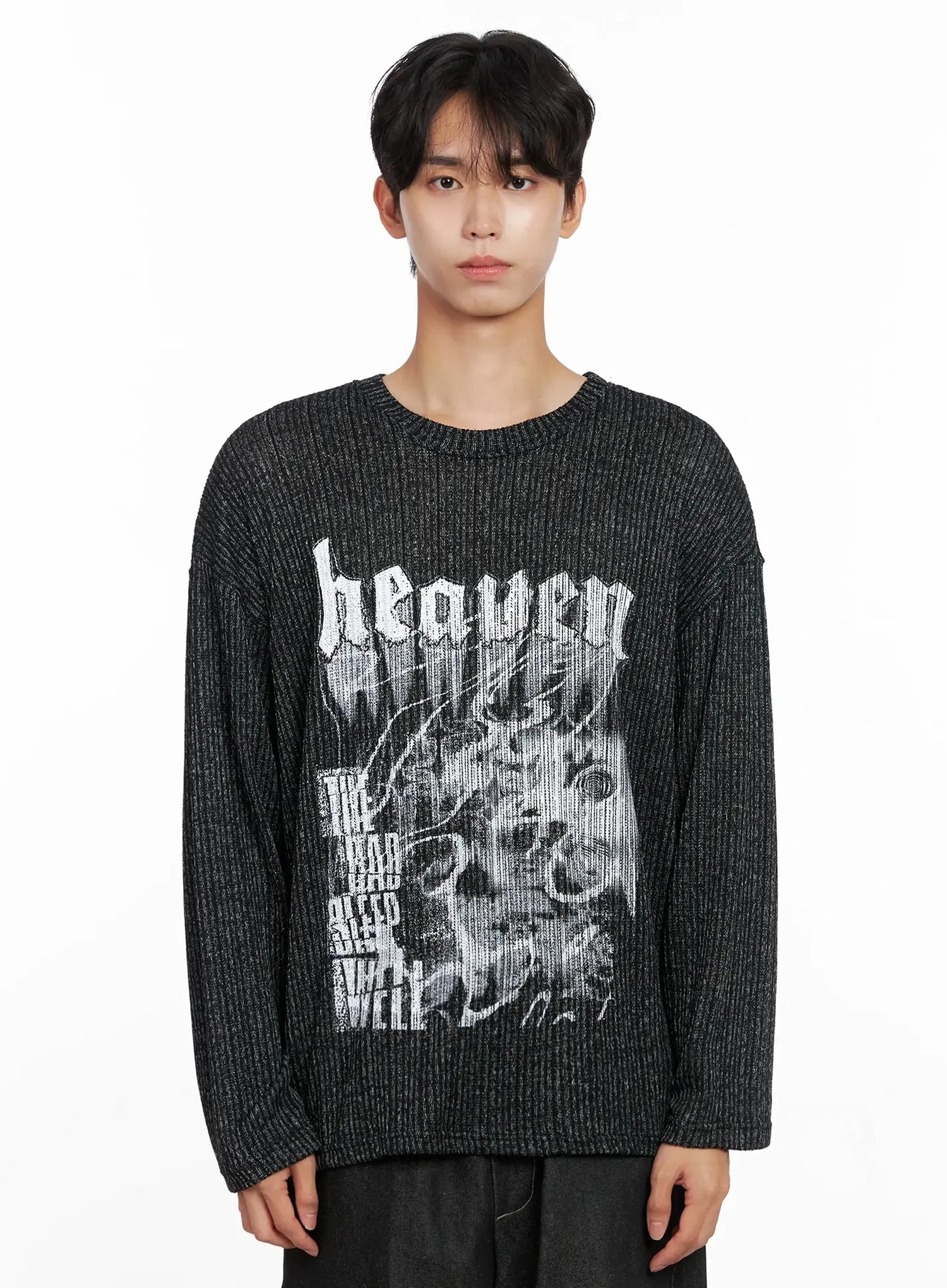 Men's Striped Graphic Knit Long Sleeve IO517