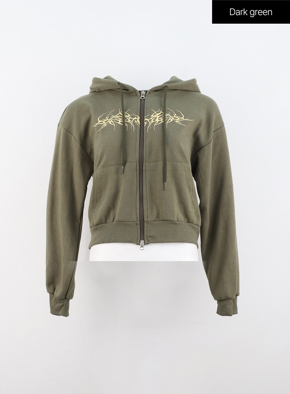 Zip-Up Graphic Crop Hoodie IN314
