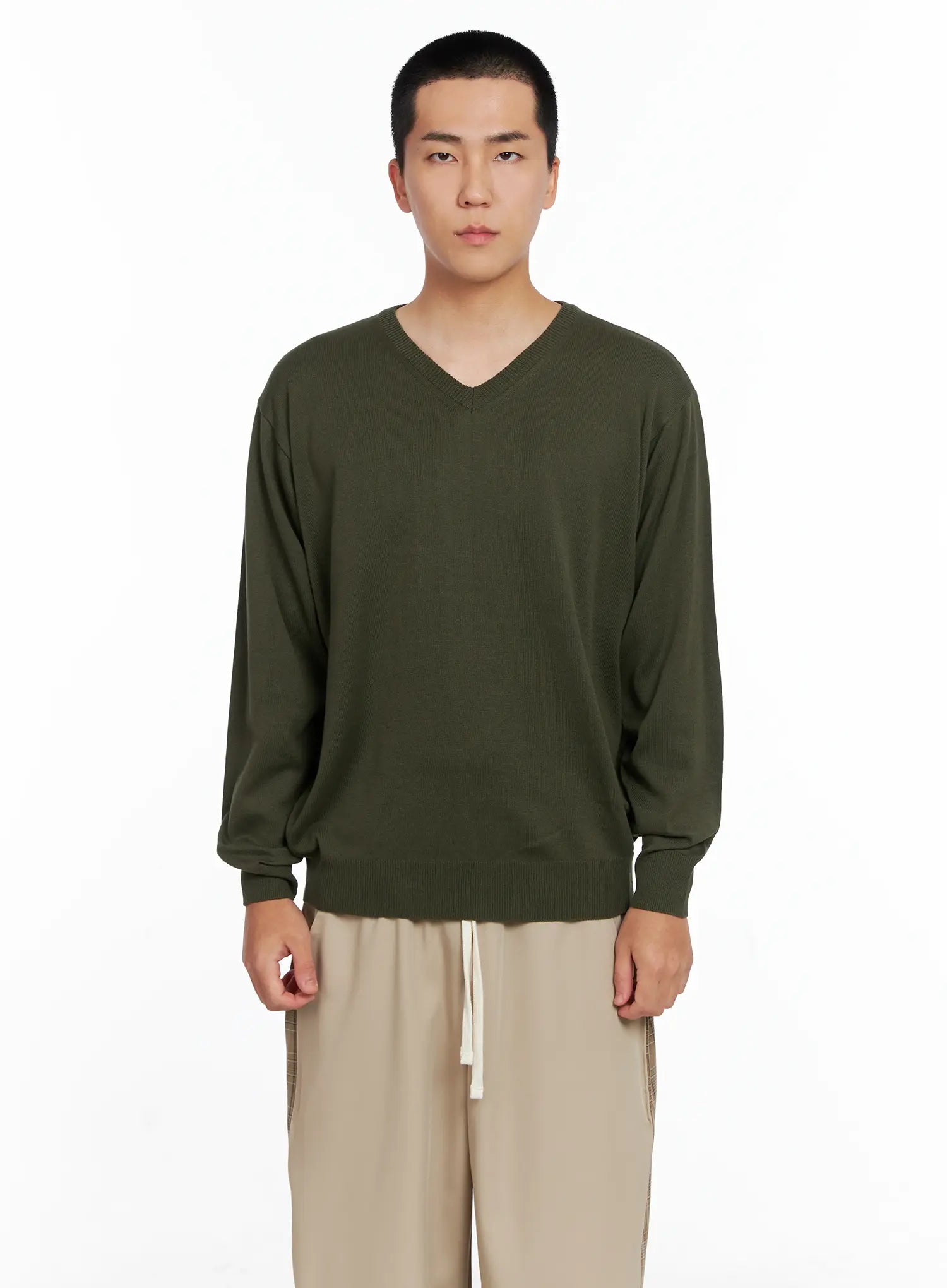 Men's V-neck Knit Pullover IG529