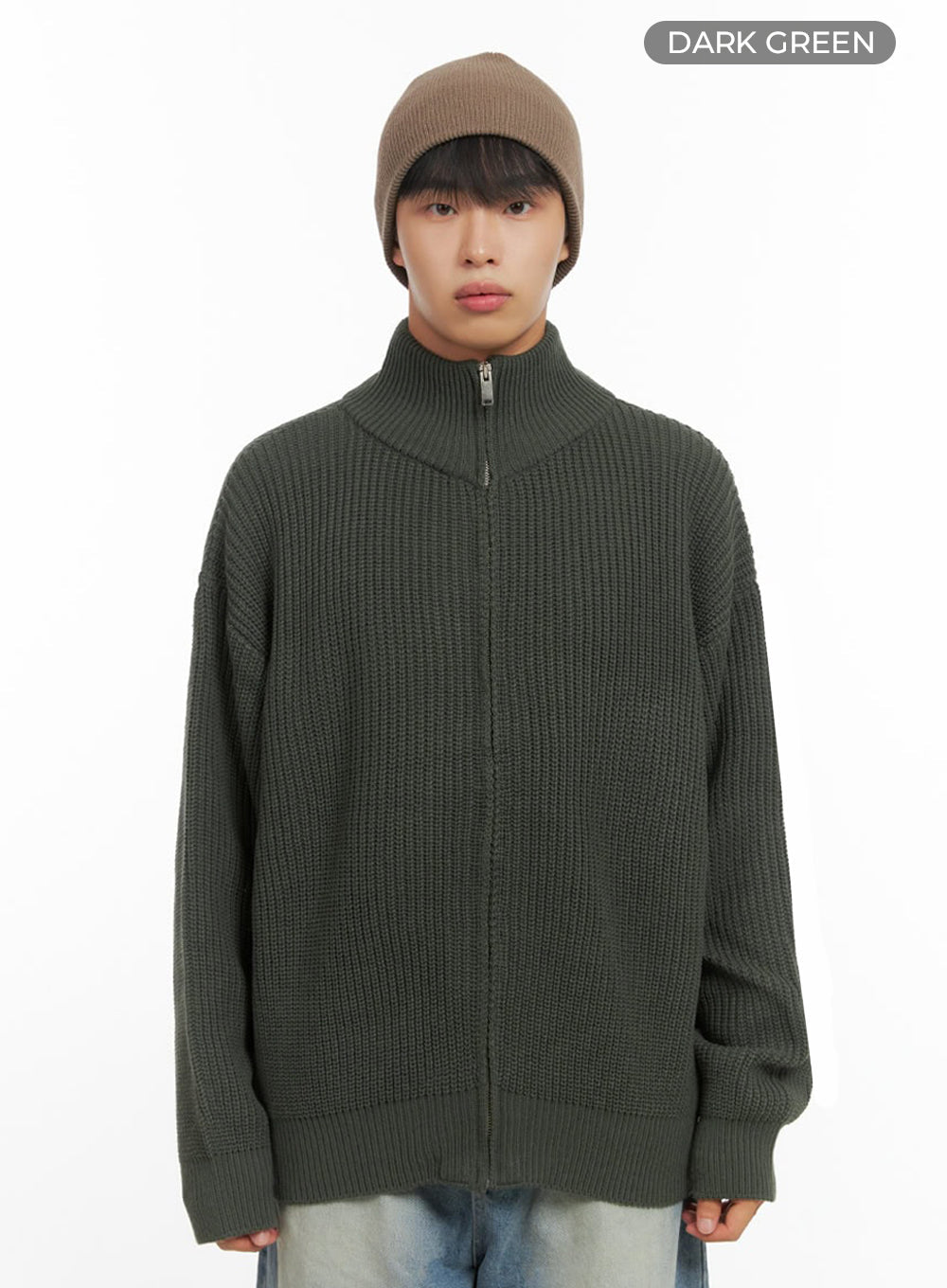 Men's Turtle Neck Cable Zip-Up Knit IO420