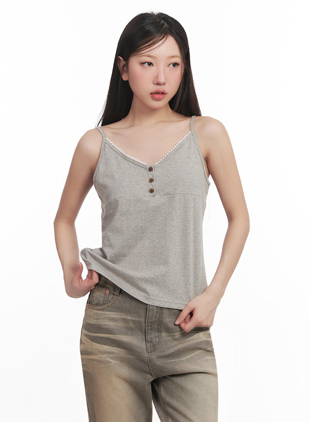 Lace Buttoned Cami Top IM528