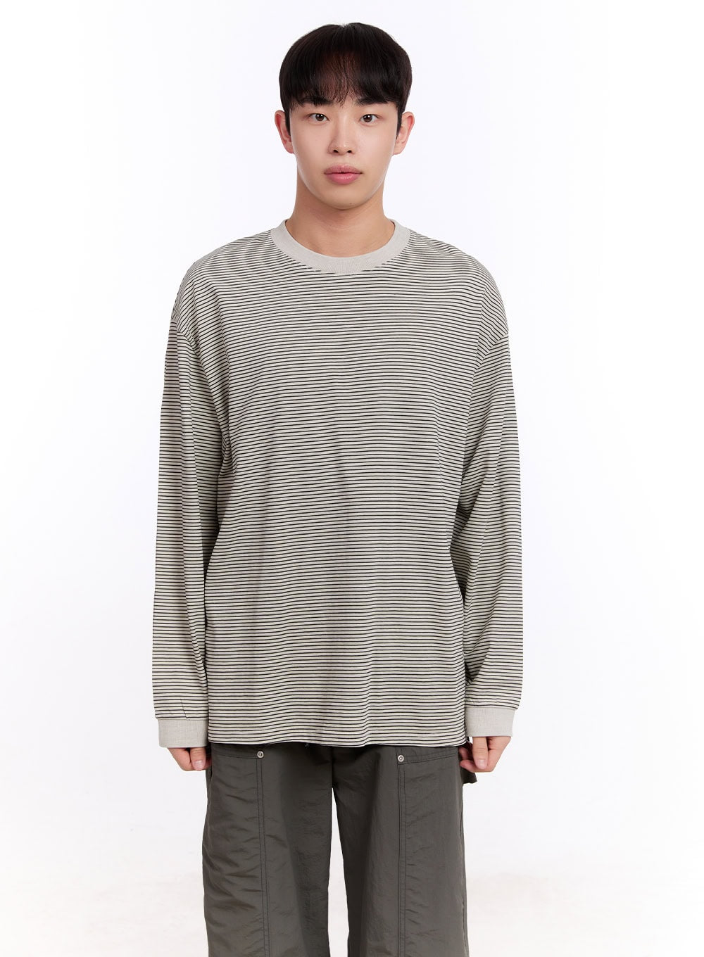 Men's Oversized Striped Long Sleeve Tee IM512