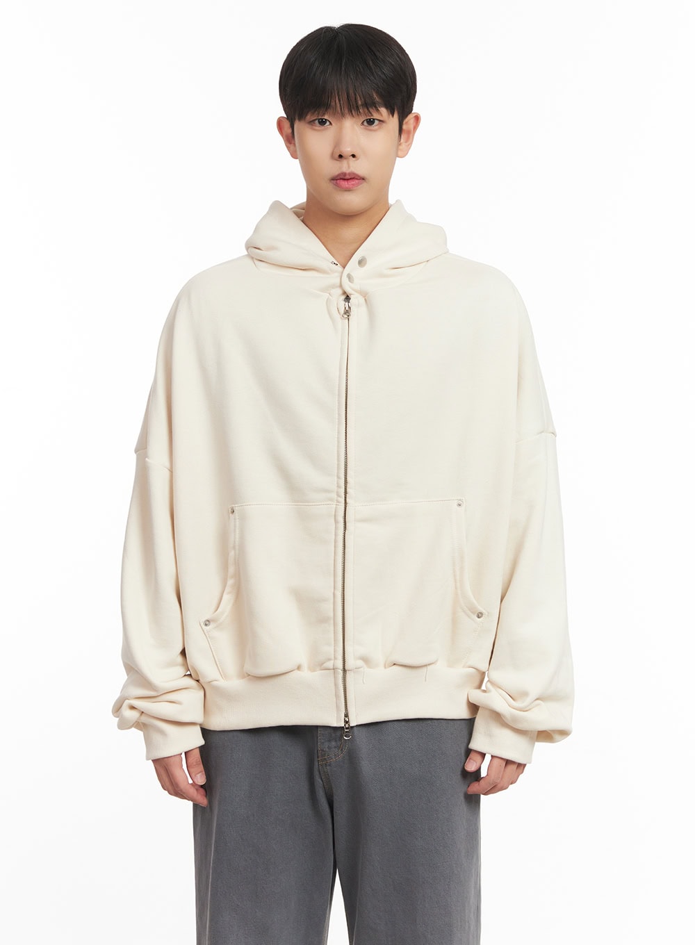 Men's Oversize Zip-Up Hooded Jacket IM527