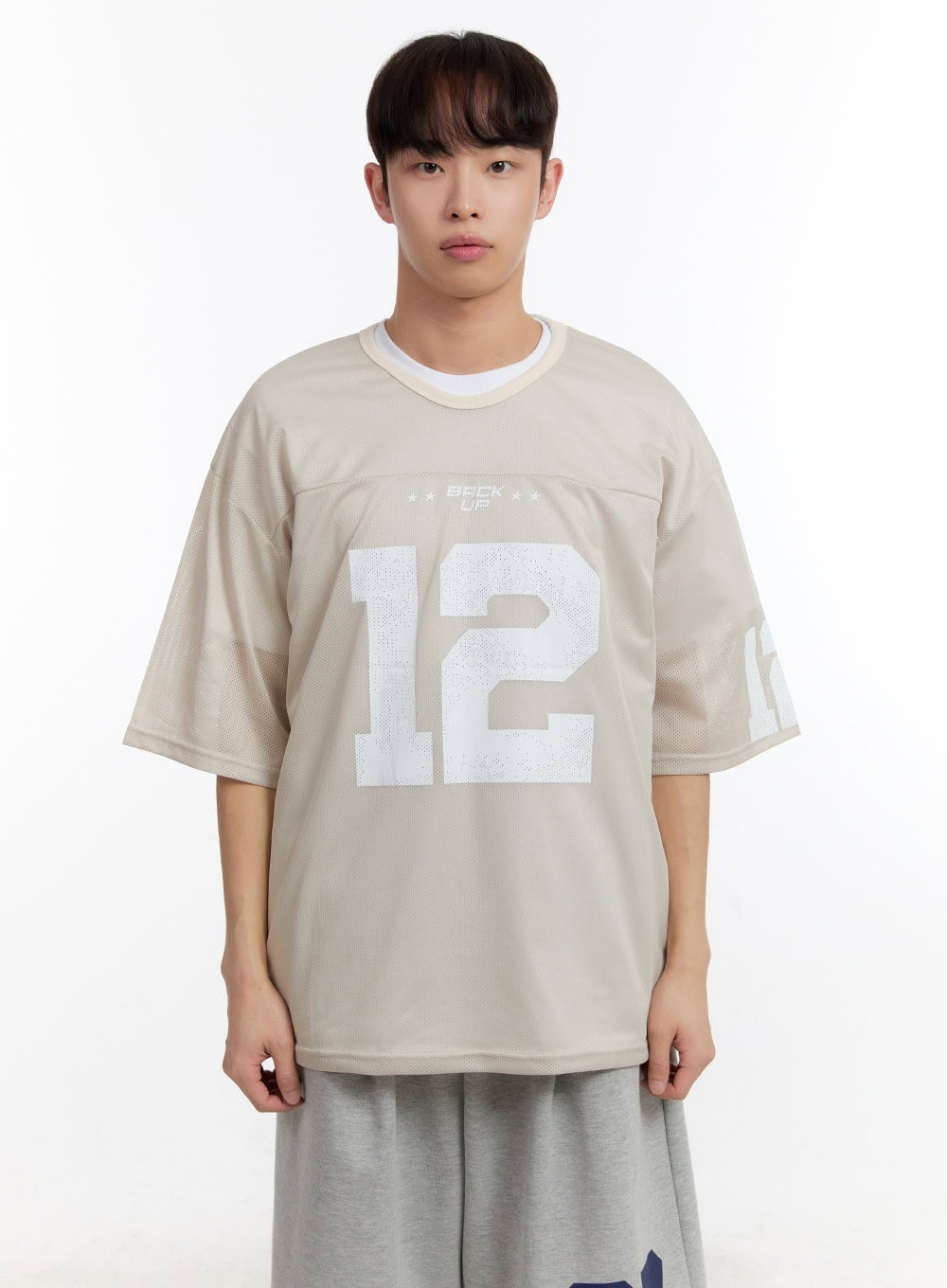 Men's Oversized Graphic Mesh T-Shirt IA504