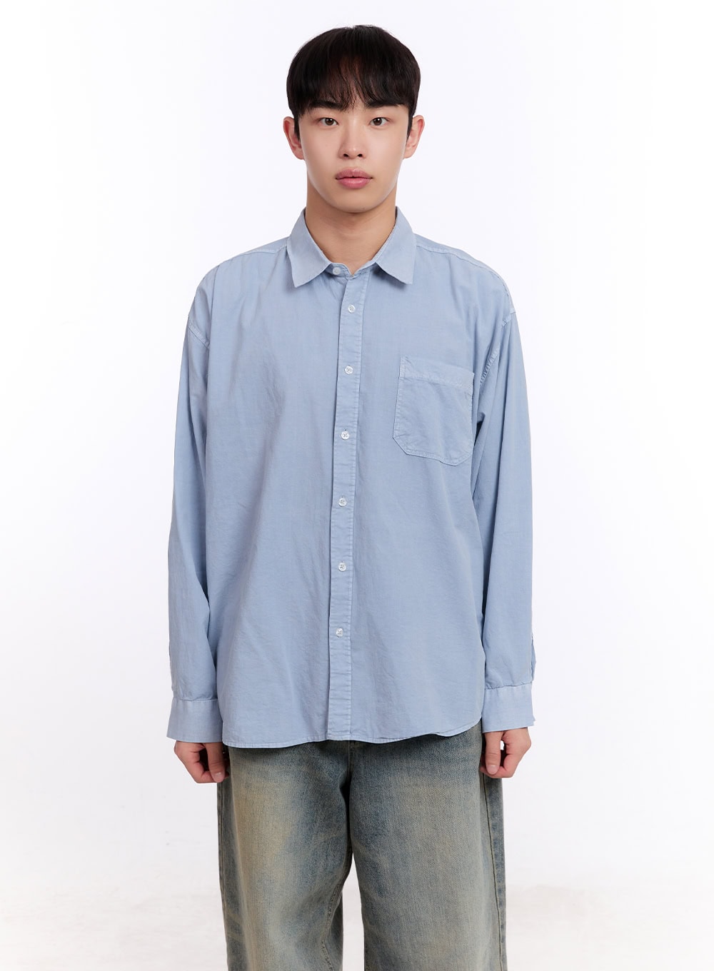 Men's Loose-Fit Long Sleeve Collared Shirt IM512
