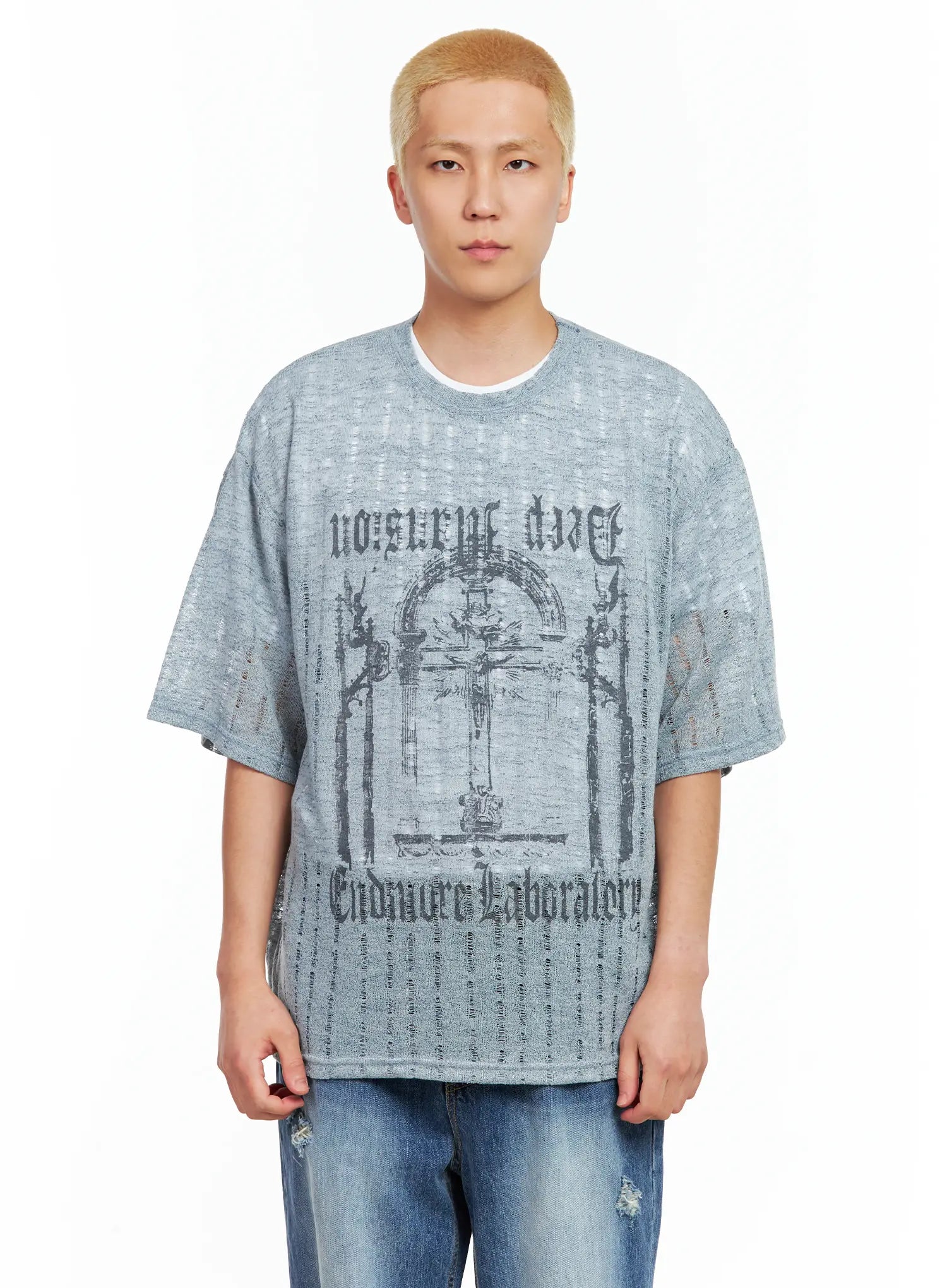 Men's Grunge Gothic Knit Tee IL514