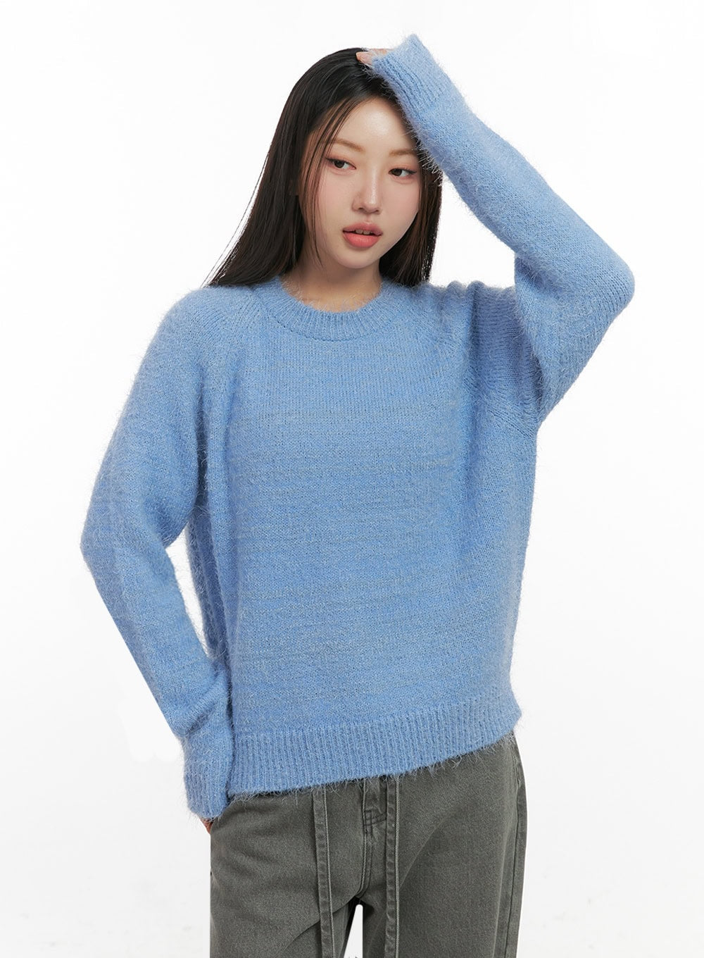 Solid Round Neck Knit Top IN415