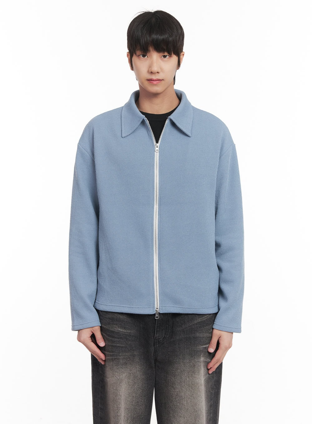 Men's Zip-Up Collared Cardigan Jacket IM518