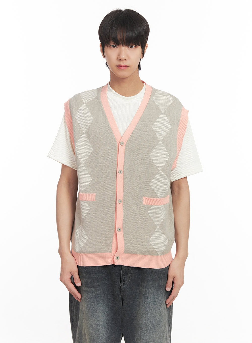 Men's Argyle V-Neck Sweater Vest IA511