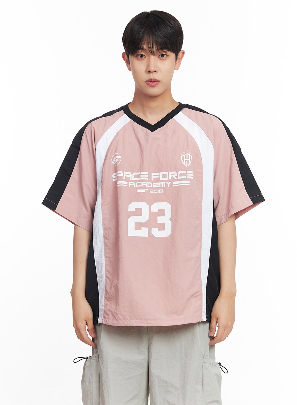 Men's Nylon V-Neck Graphic Jersey IY522