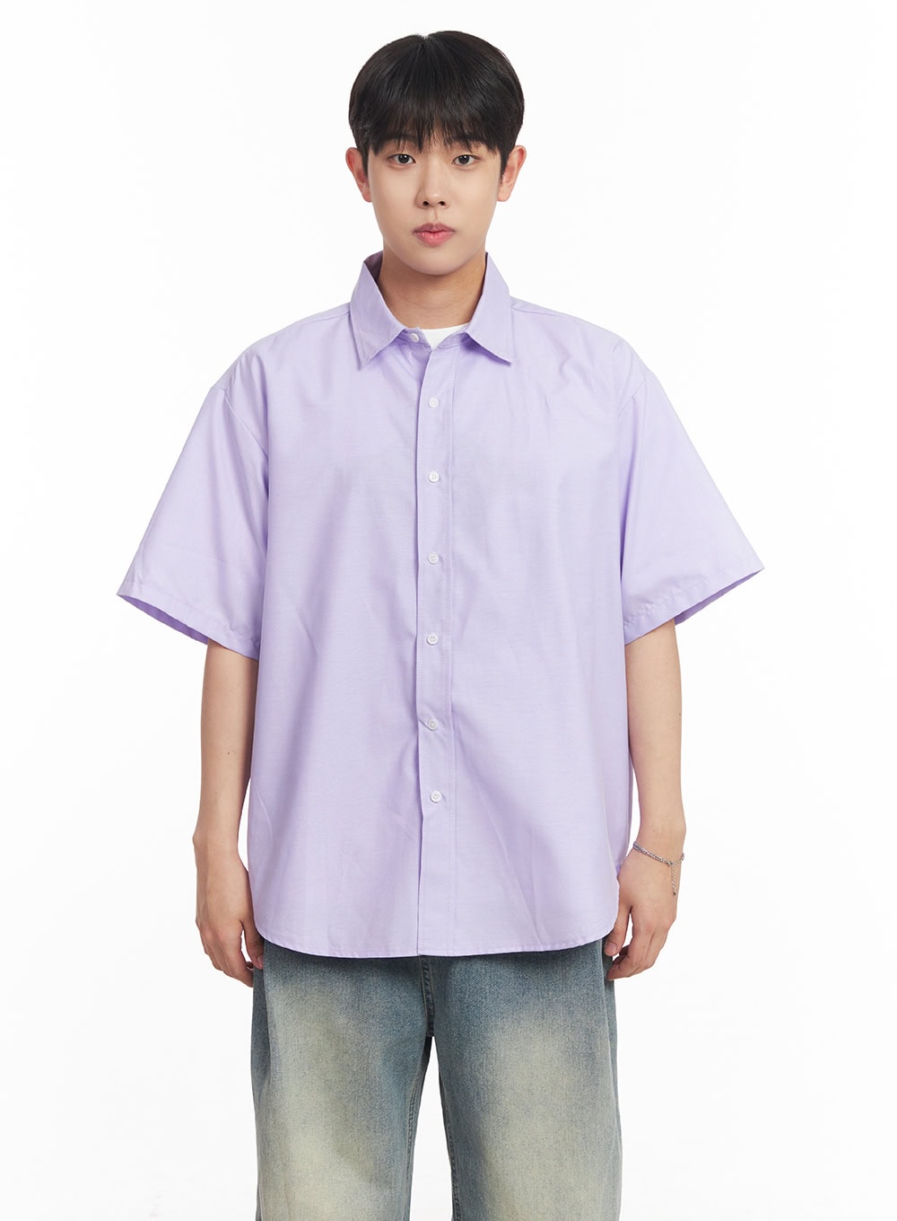 Men's Oversized Collared Short Sleeve Shirt IA529