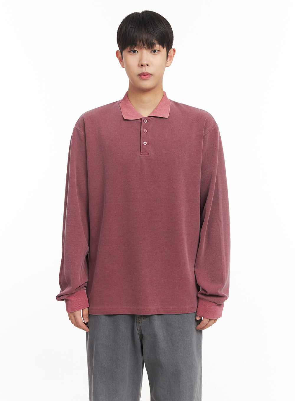 Men's Washed Cotton Collared T-Shirt IM527