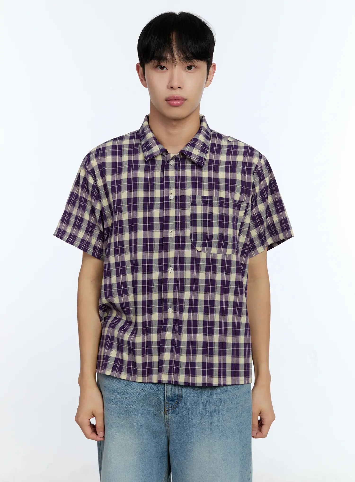 Men's Plaid Short Sleeve Shirt IG519